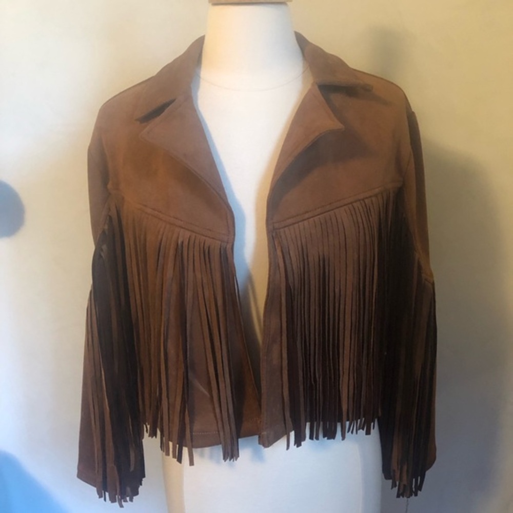Sincerely Jules Brown Leather Fringe Jacket
